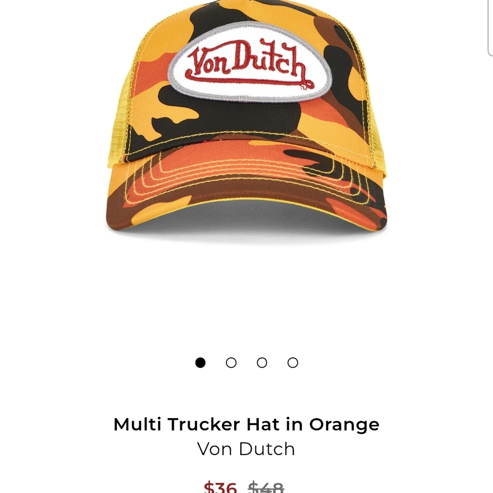 Von Dutch Orange Camo Trucker Hat - Picture 2 of 9